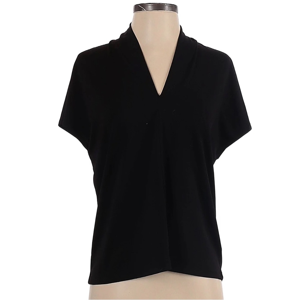 H&M Short Sleeve Black V-Neck Blouse